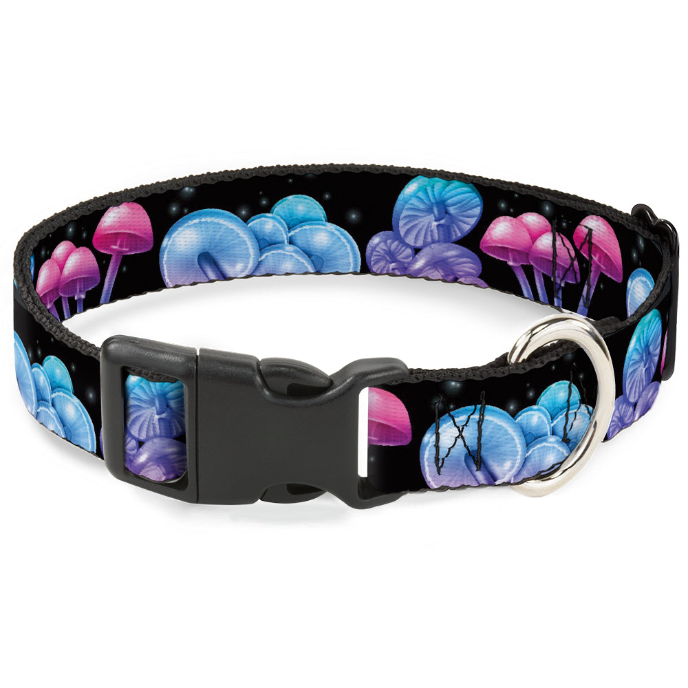 Plastic Clip Collar - Mushroom Glow Black/Multi Color Plastic Clip Collars Buckle-Down