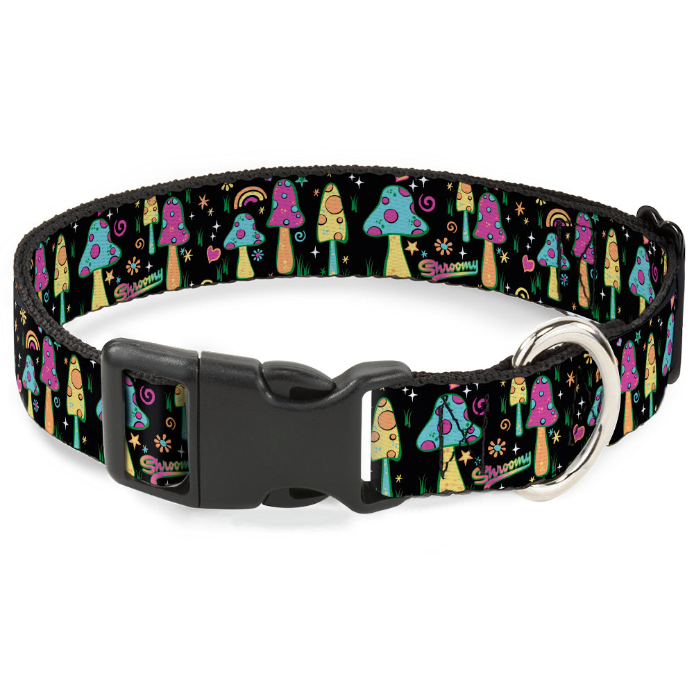 Plastic Clip Collar - Mushroom SHROOMY Garden Black/Multi Color Plastic Clip Collars Buckle-Down