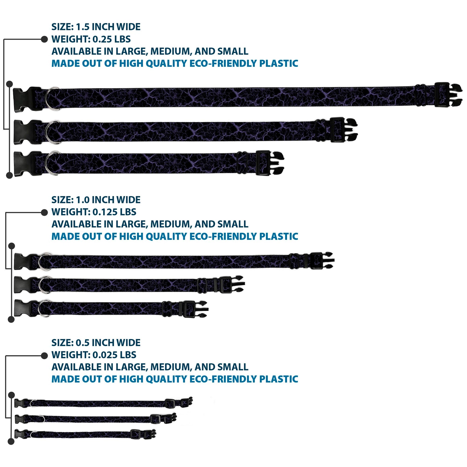 Plastic Clip Collar - Marble Black/Purple Plastic Clip Collars Buckle-Down