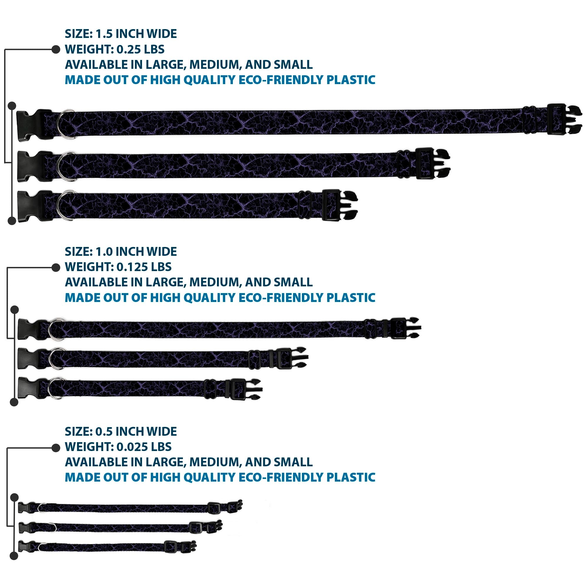 Plastic Clip Collar - Marble Black/Purple Plastic Clip Collars Buckle-Down