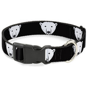 Plastic Clip Collar - Polar Bear Repeat Black Plastic Clip Collars Buckle-Down
