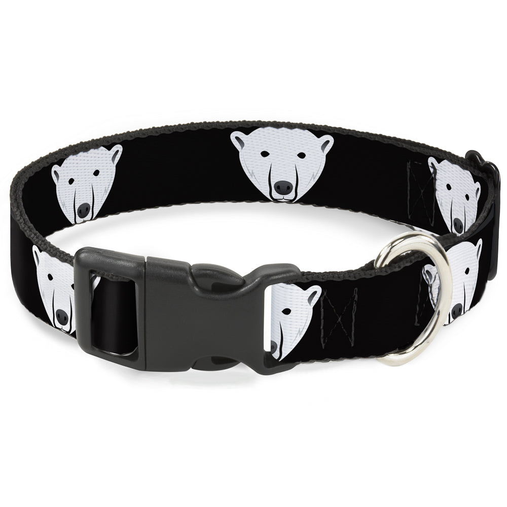 Plastic Clip Collar - Polar Bear Repeat Black Plastic Clip Collars Buckle-Down