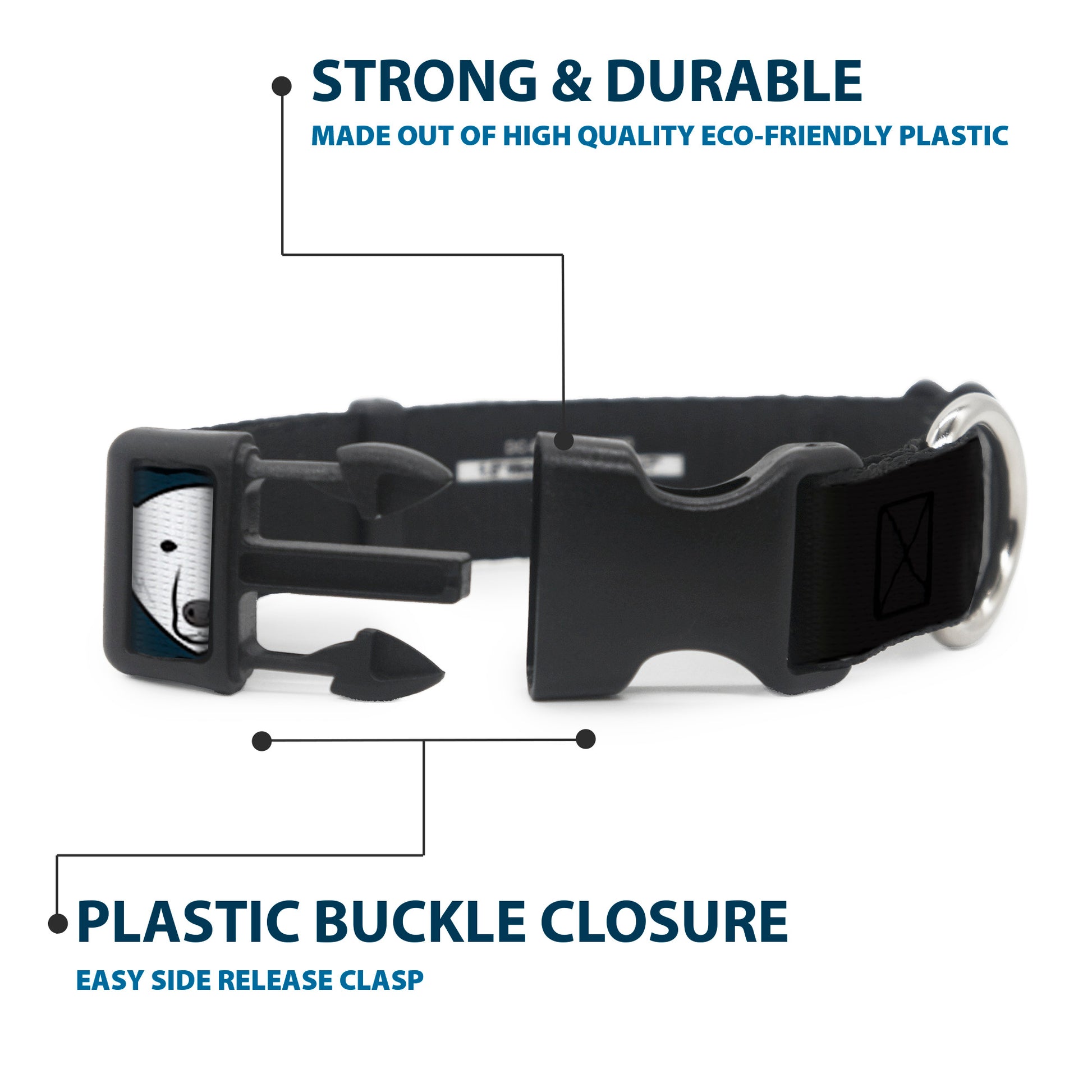 Plastic Clip Collar - Polar Bear Repeat Black/Blue Fade Plastic Clip Collars Buckle-Down