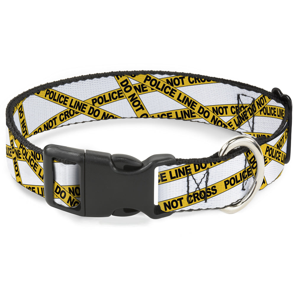 Plastic Clip Collar - Police Line White/Yellow Plastic Clip Collars Buckle-Down