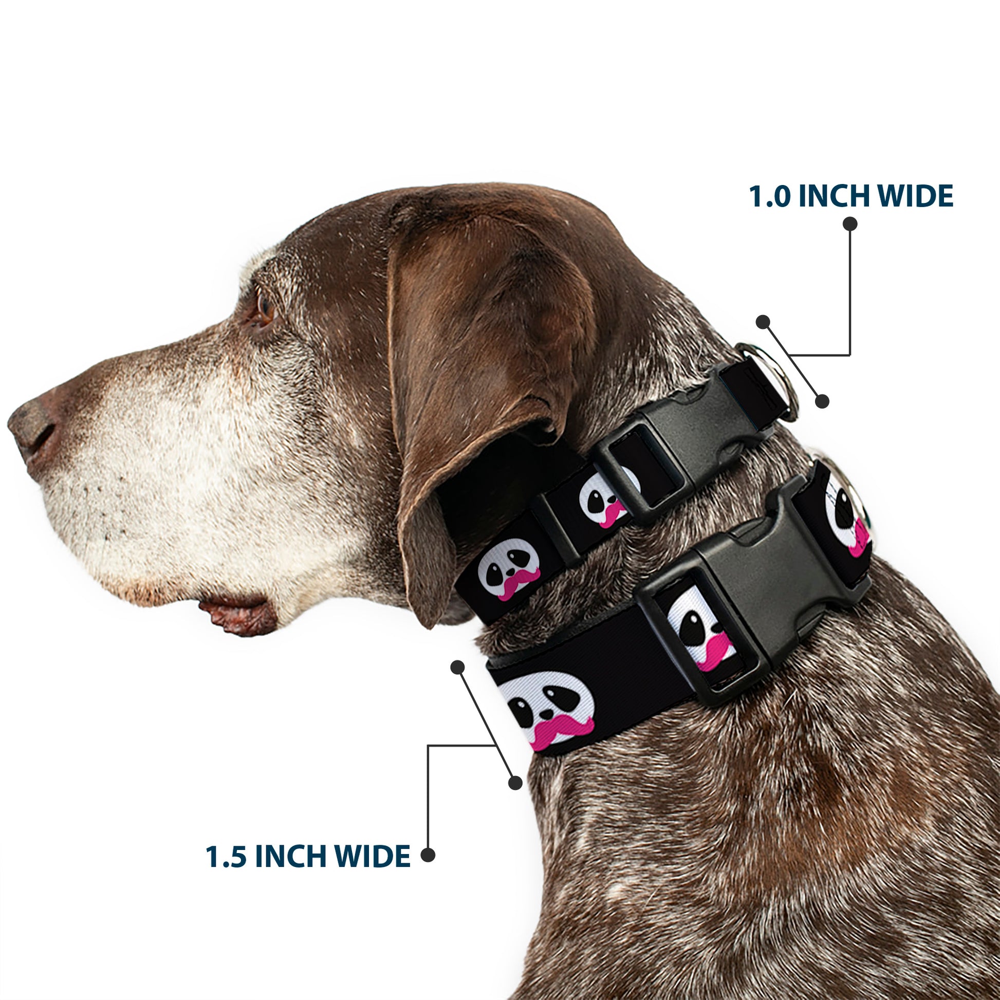 Plastic Clip Collar - Panda Face w/Pink Mustache Plastic Clip Collars Buckle-Down