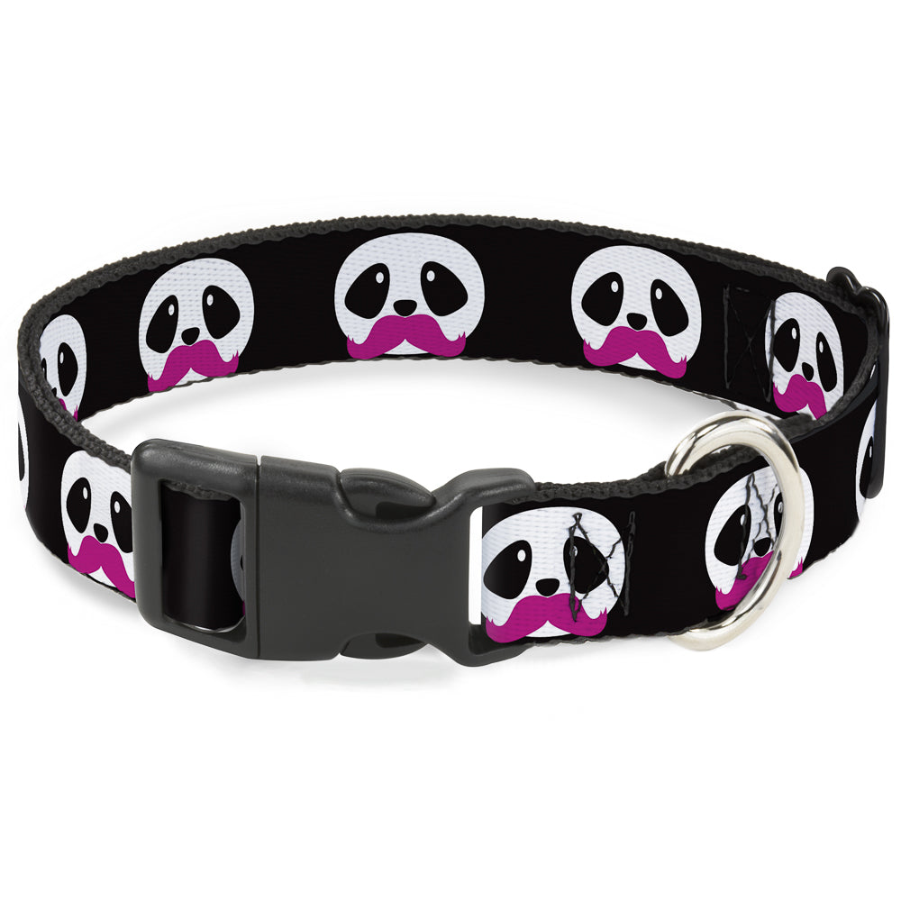 Plastic Clip Collar - Panda Face w/Pink Mustache Plastic Clip Collars Buckle-Down
