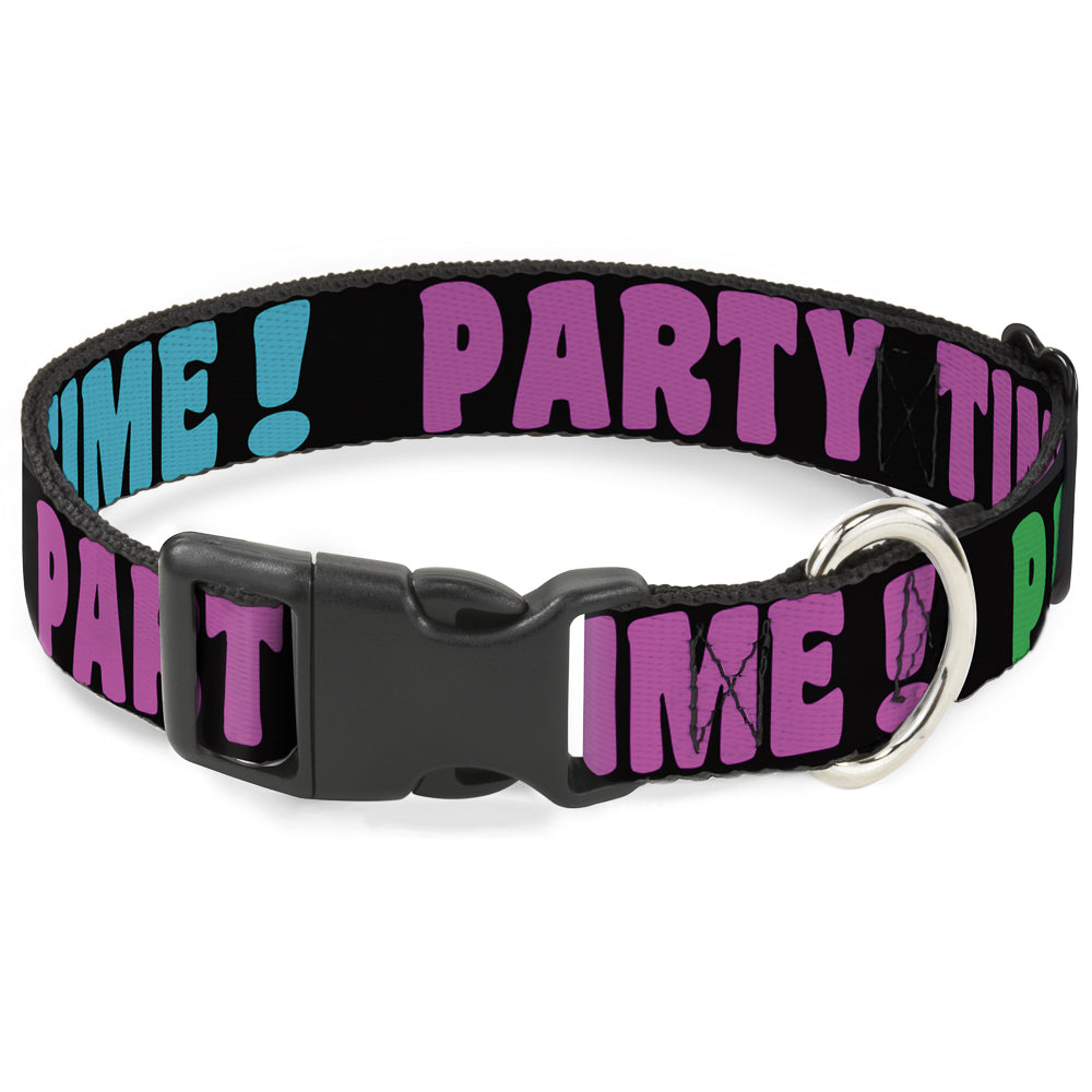 Plastic Clip Collar - PARTY TIME! Black/Green/Turquoise/Fuchsia Plastic Clip Collars Buckle-Down