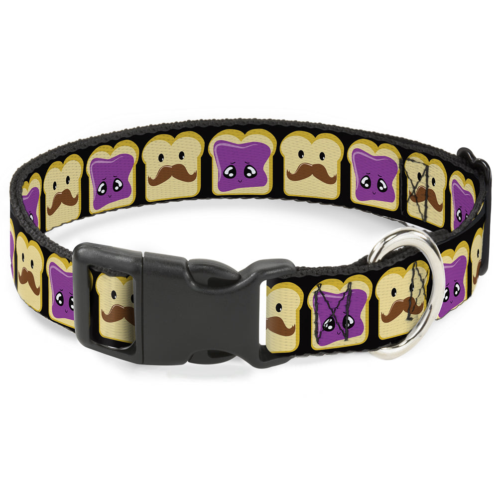 Plastic Clip Collar - Peanut Butter w/Mustache & Jelly Plastic Clip Collars Buckle-Down