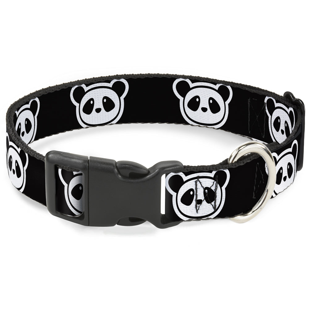 Plastic Clip Collar - Panda Bear Cartoon2 Black/White Plastic Clip Collars Buckle-Down