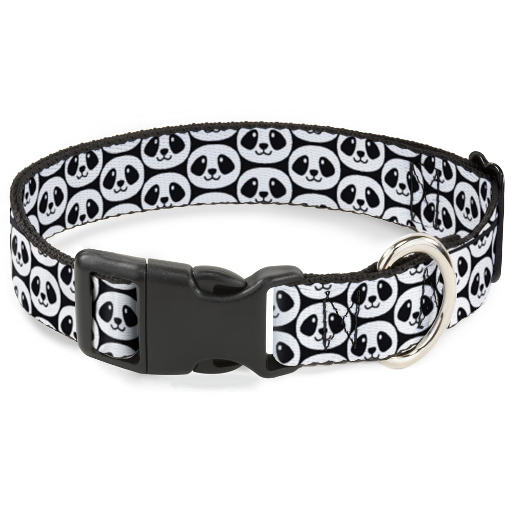 Plastic Clip Collar - Smiling Panda Repeat Black/White Plastic Clip Collars Buckle-Down