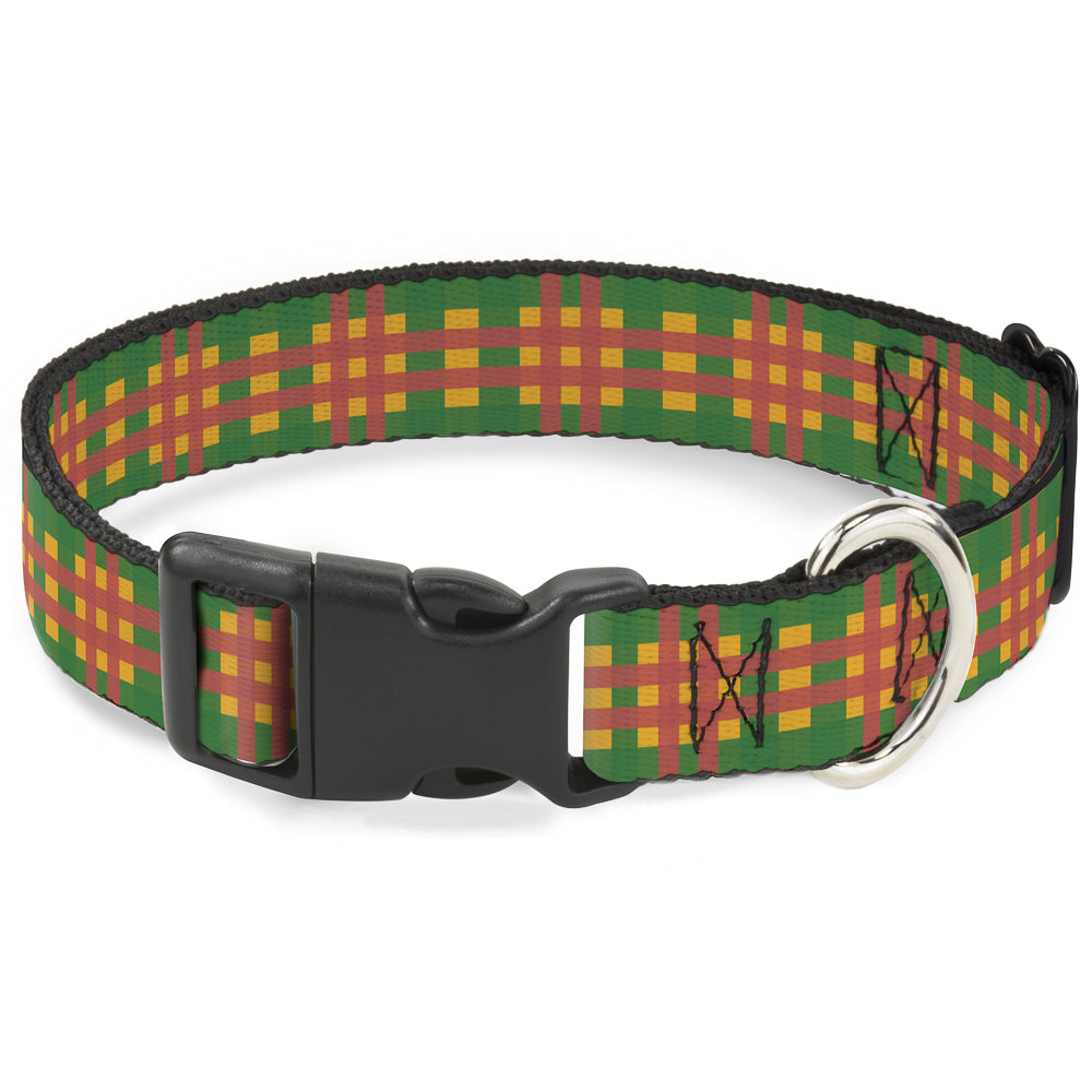 Plastic Clip Collar - Plaid Gold/Green/Pink Plastic Clip Collars Buckle-Down