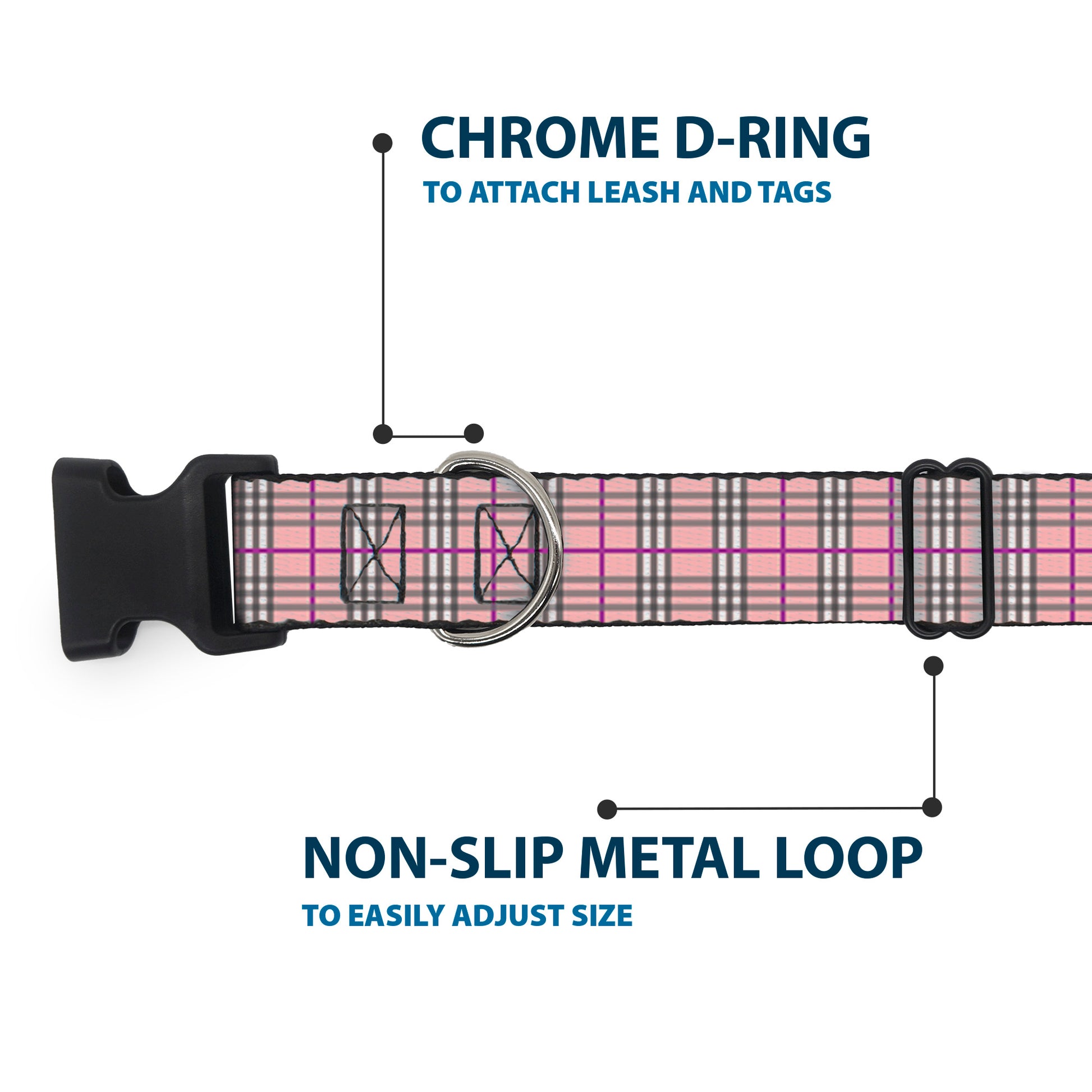 Plastic Clip Collar - Plaid Pink Plastic Clip Collars Buckle-Down