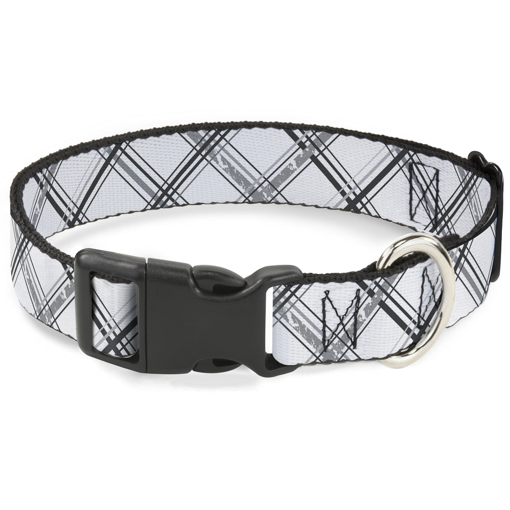 Plastic Clip Collar - Plaid X Weathered White/Gray Plastic Clip Collars Buckle-Down