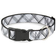 Plastic Clip Collar - Plaid X Weathered White/Gray Plastic Clip Collars Buckle-Down