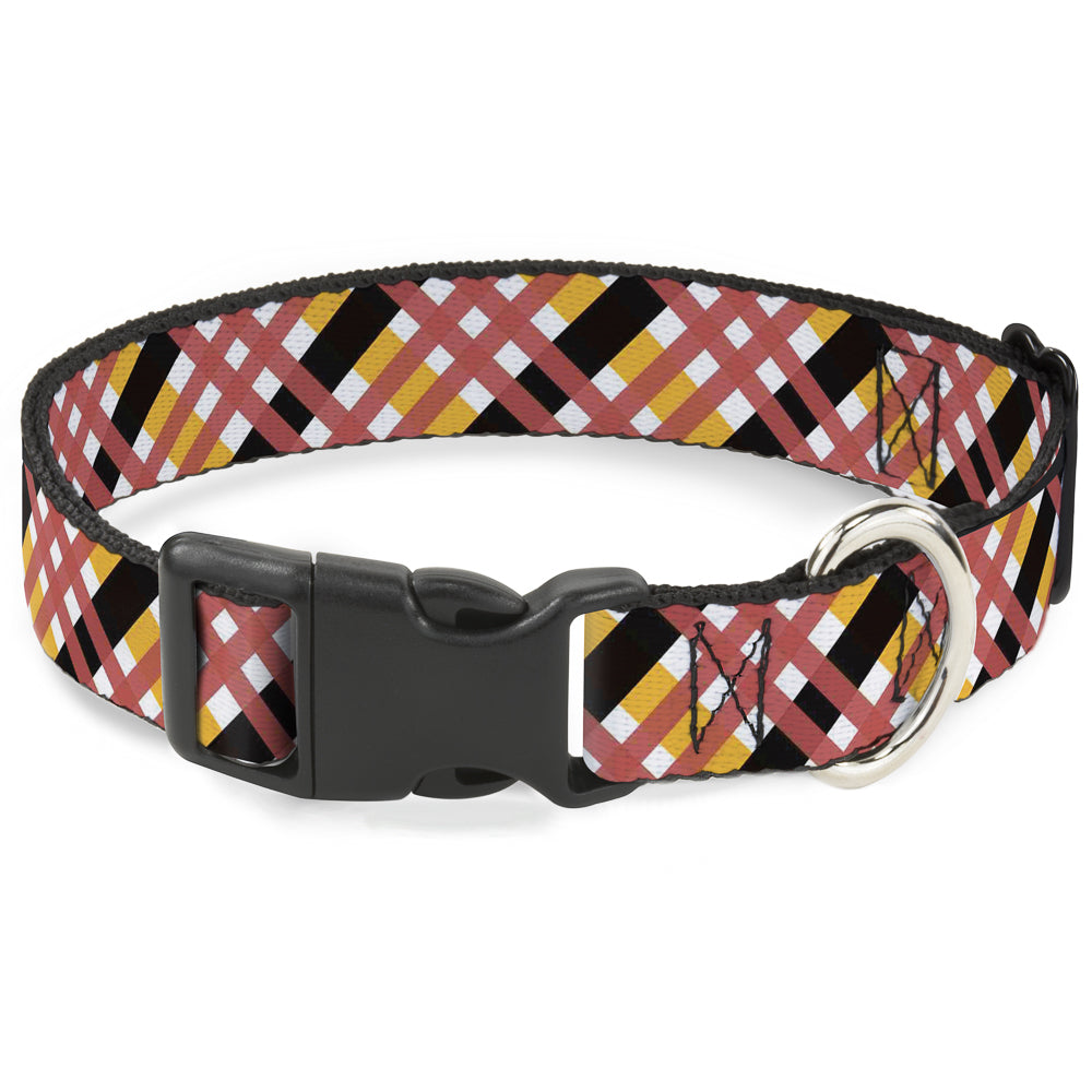 Plastic Clip Collar - Plaid X White/Gold/Black/Pink Plastic Clip Collars Buckle-Down