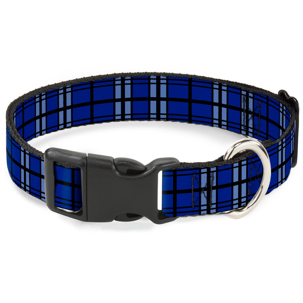 Plastic Clip Collar - Plaid Blue/Gray/Black Plastic Clip Collars Buckle-Down