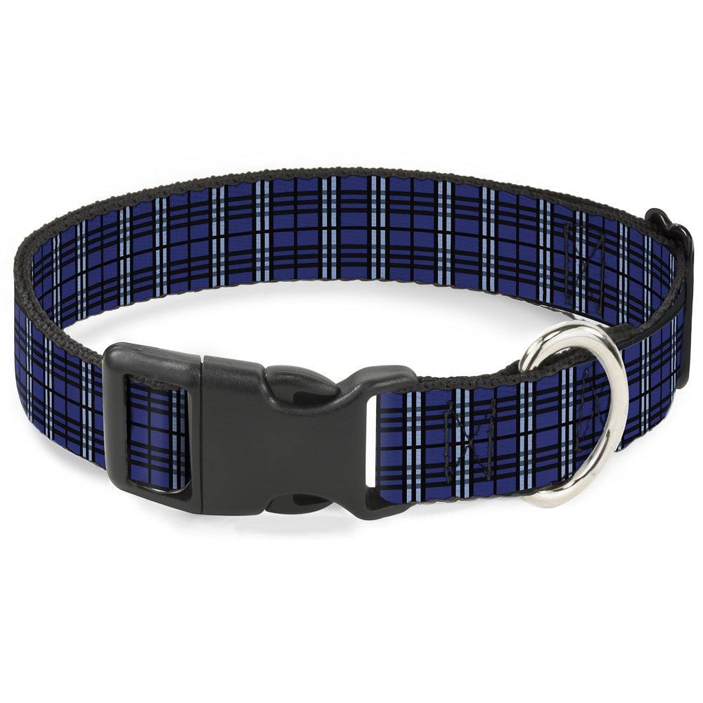 Plastic Clip Collar - Plaid Navy Plastic Clip Collars Buckle-Down