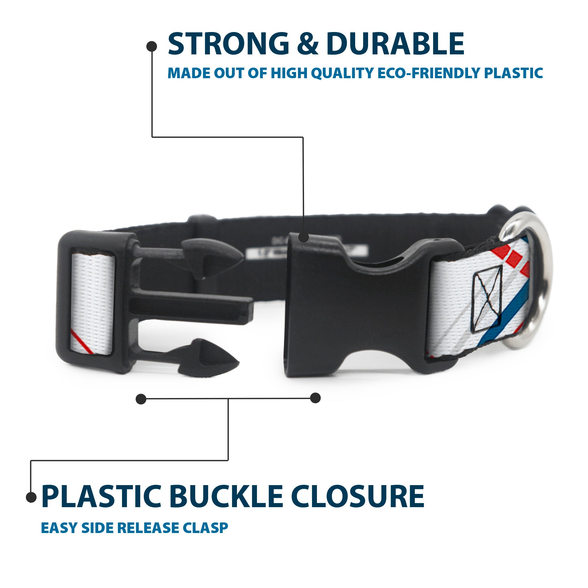 Plastic Clip Collar - Plaid X White/Red/Turquoise/Gray Plastic Clip Collars Buckle-Down