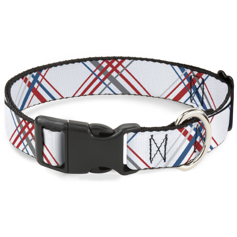 Plastic Clip Collar - Plaid X White/Red/Turquoise/Gray Plastic Clip Collars Buckle-Down