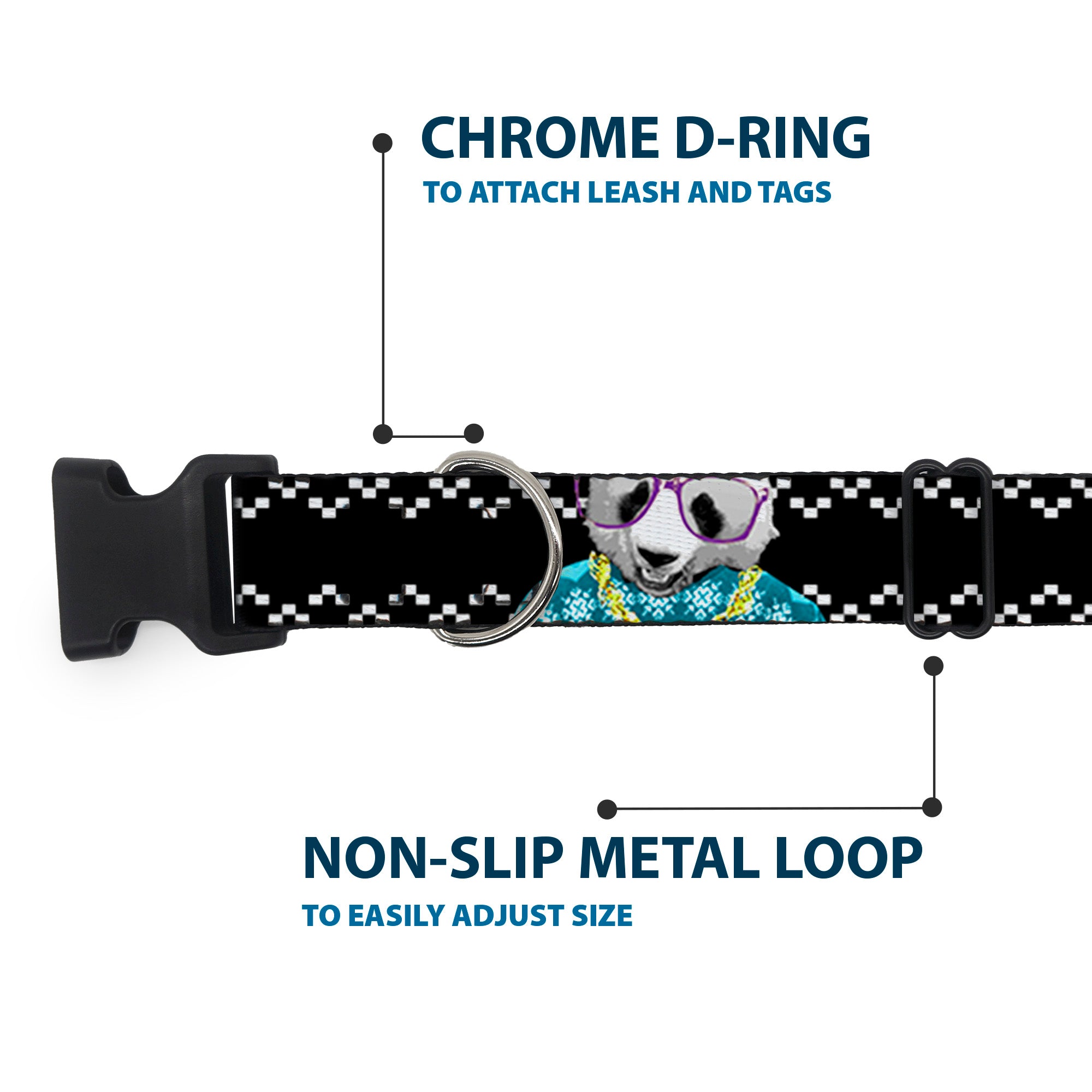Plastic Clip Collar - Panda Bling Plastic Clip Collars Buckle-Down