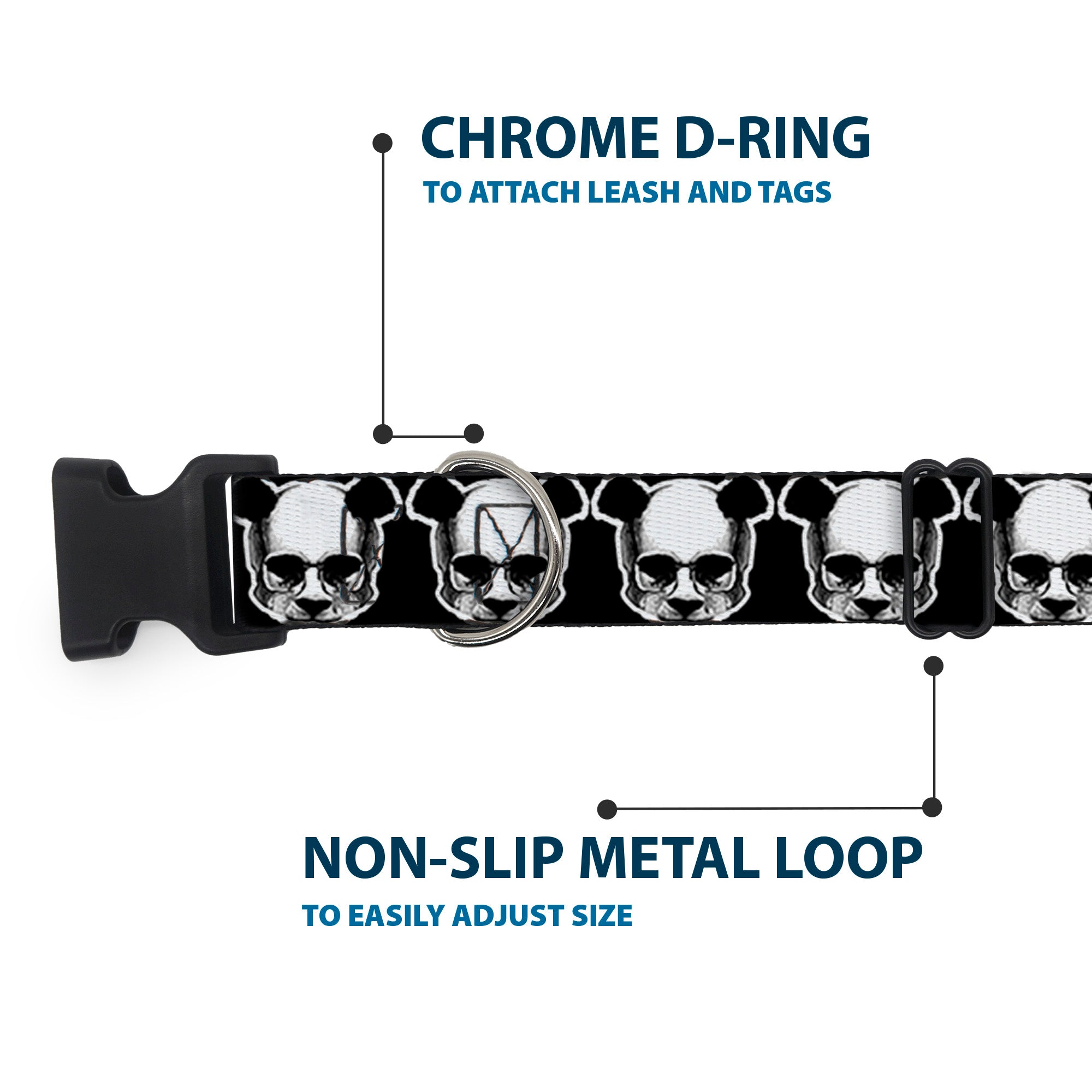 Plastic Clip Collar - Panda Skulls Plastic Clip Collars Buckle-Down