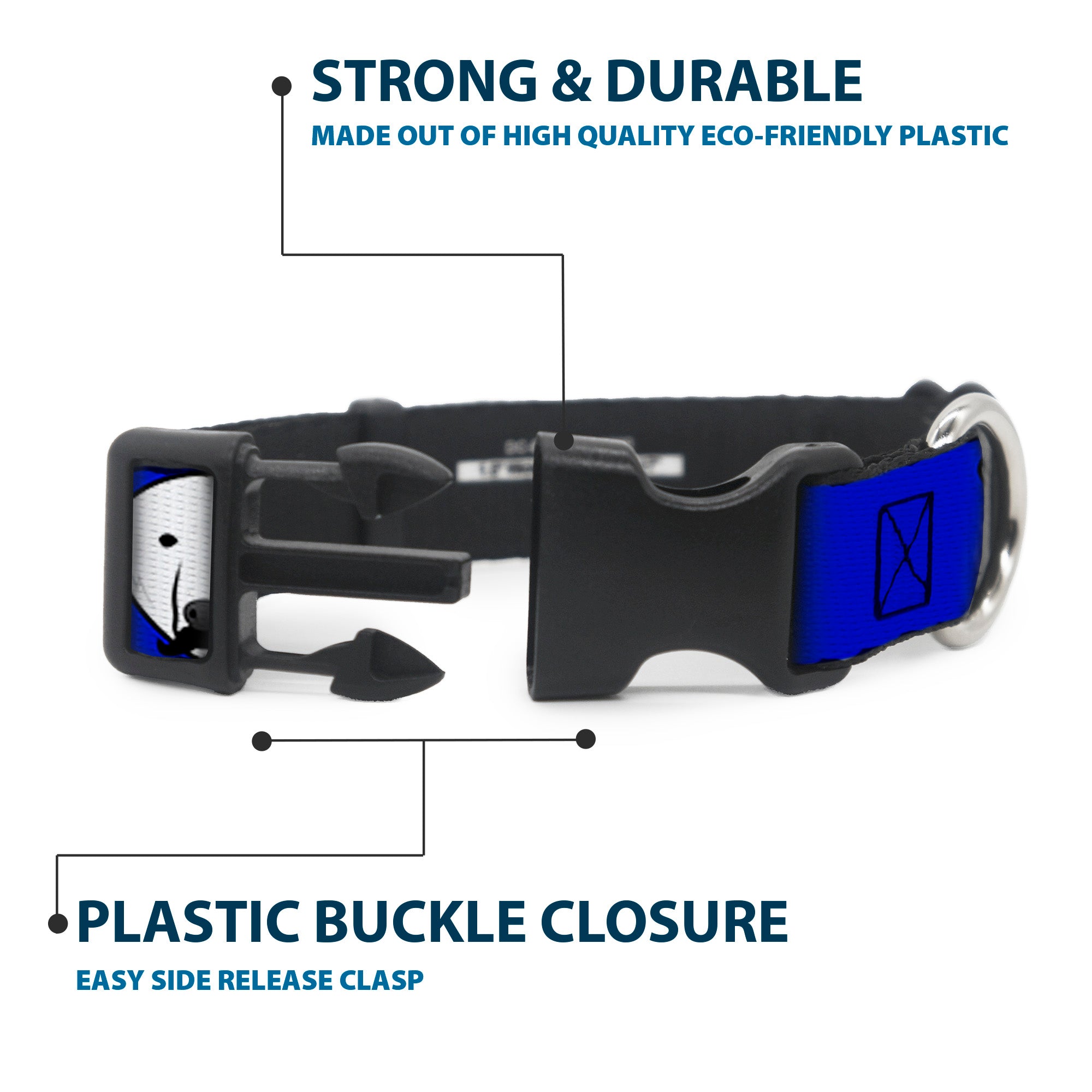 Plastic Clip Collar - Polar Bear w/Mustache Royal Plastic Clip Collars Buckle-Down