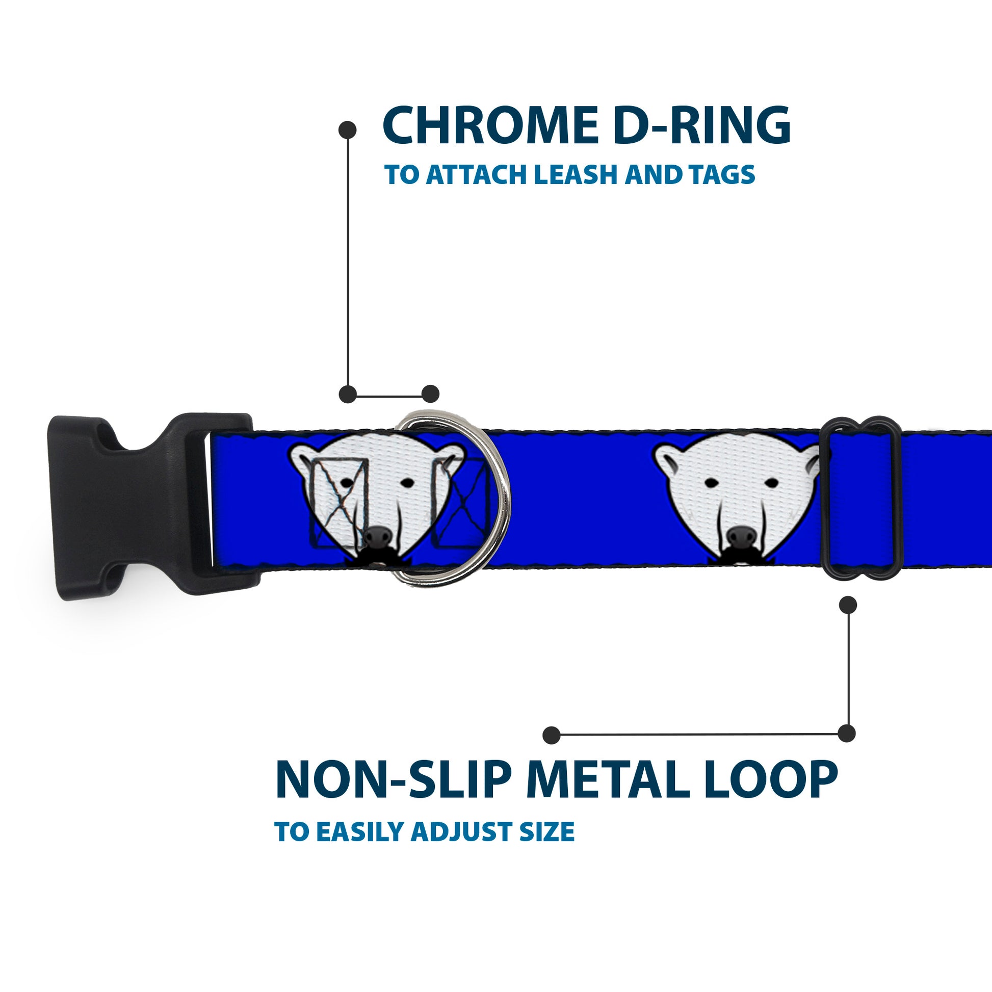 Plastic Clip Collar - Polar Bear w/Mustache Royal Plastic Clip Collars Buckle-Down