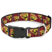Plastic Clip Collar - Pizza Man Plaid Red Plastic Clip Collars Buckle-Down