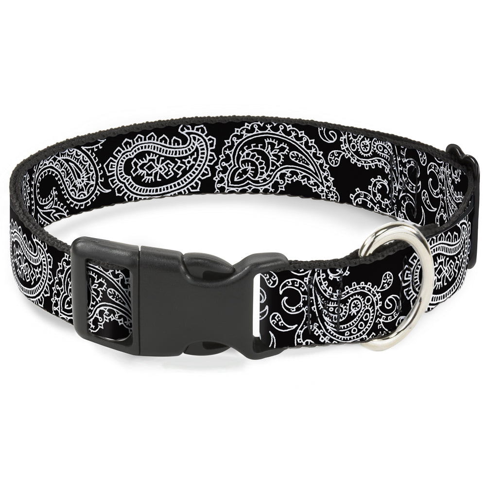 Plastic Clip Collar - Paisley2 Black/White Plastic Clip Collars Buckle-Down