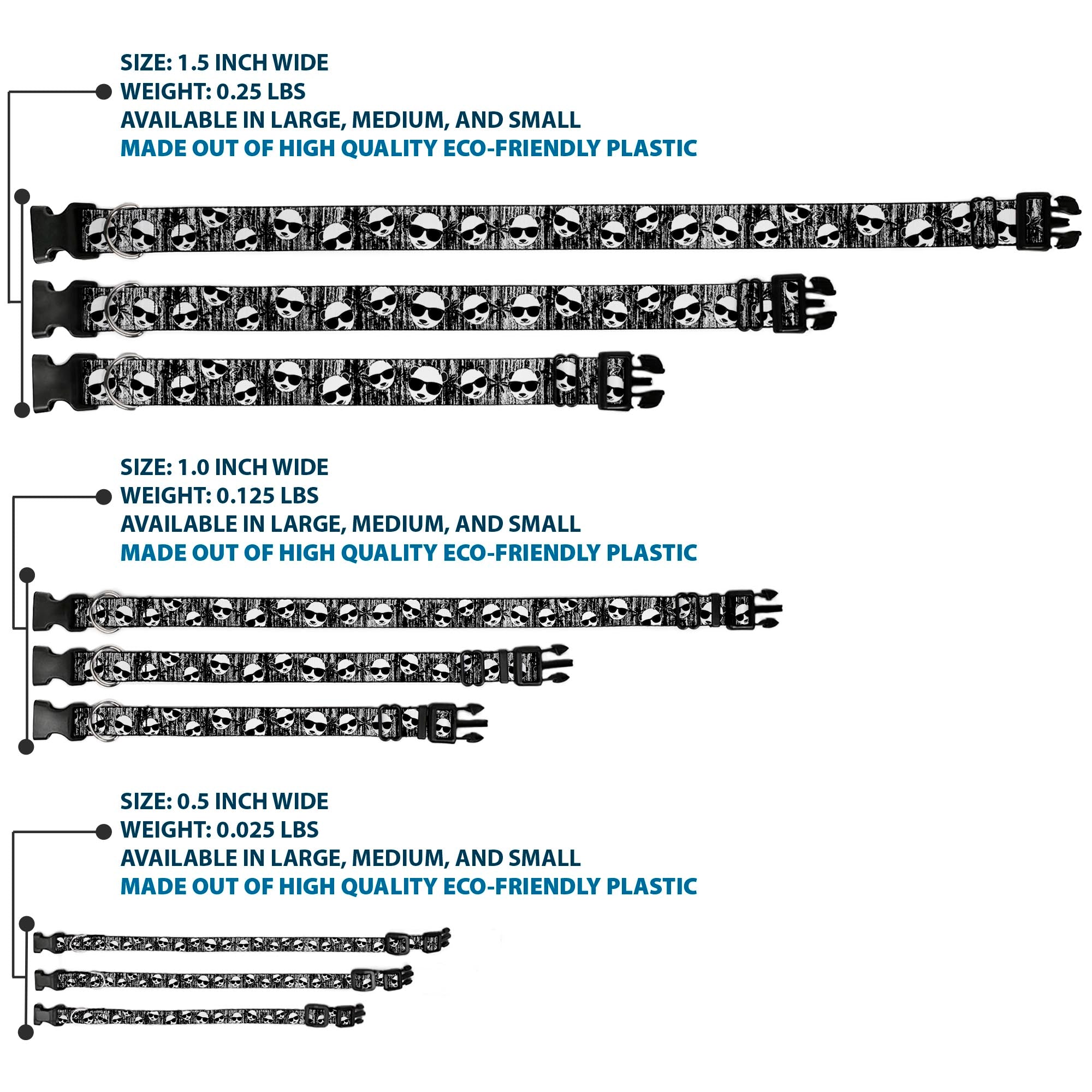 Plastic Clip Collar - Panda w/Sunglasses & Palm Trees Plastic Clip Collars Buckle-Down