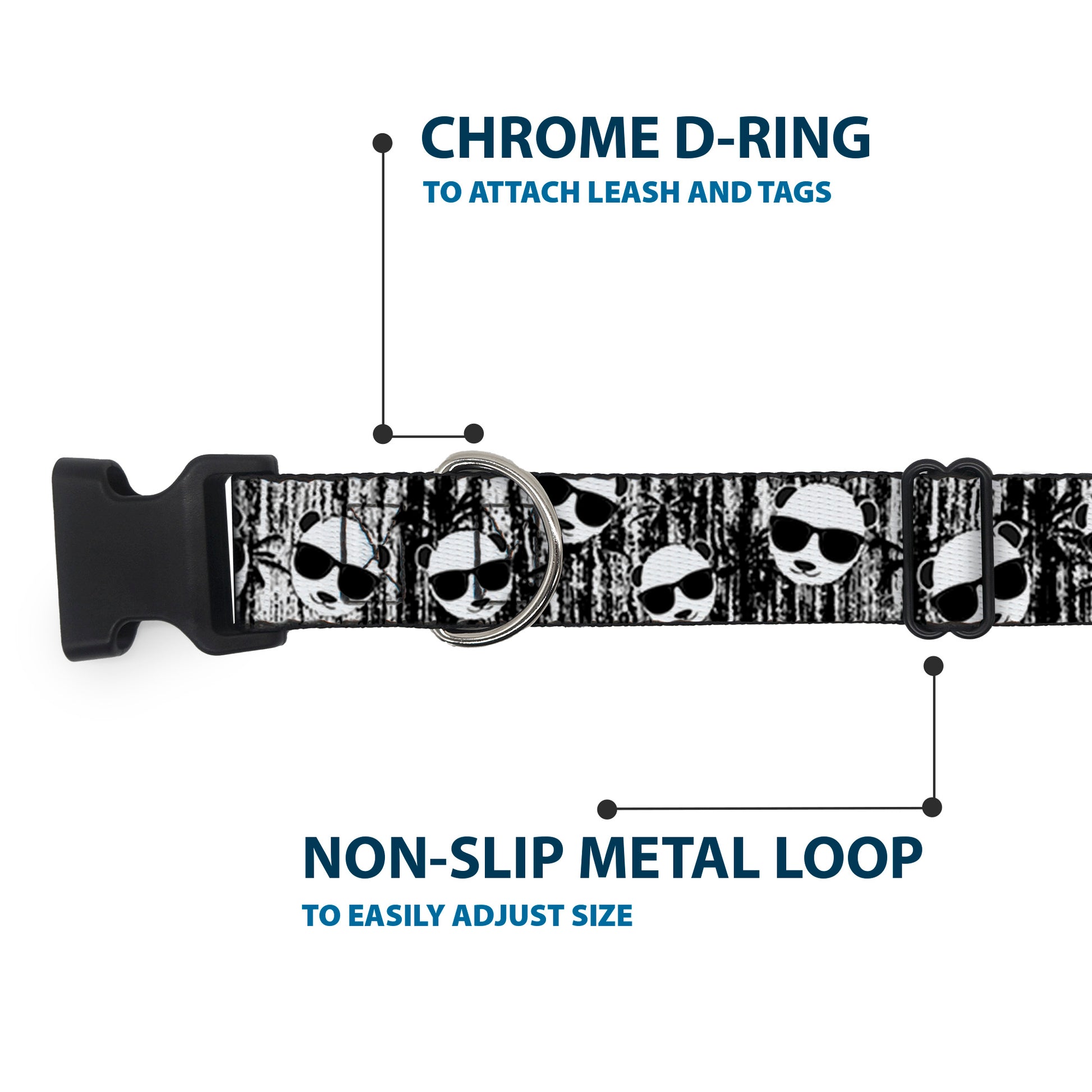 Plastic Clip Collar - Panda w/Sunglasses & Palm Trees Plastic Clip Collars Buckle-Down