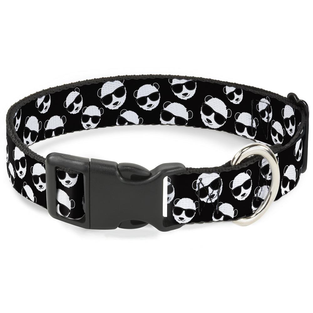 Plastic Clip Collar - Multi Panda w/Sunglasses Black/White Plastic Clip Collars Buckle-Down