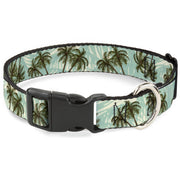 Plastic Clip Collar - Palm Trees Swaying Tan/Teal Plastic Clip Collars Buckle-Down