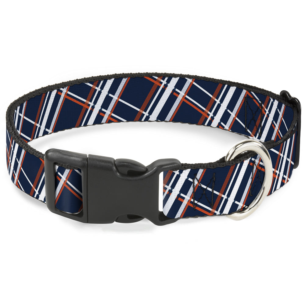 Plastic Clip Collar - Plaid X2 Navy/White/Orange Plastic Clip Collars Buckle-Down