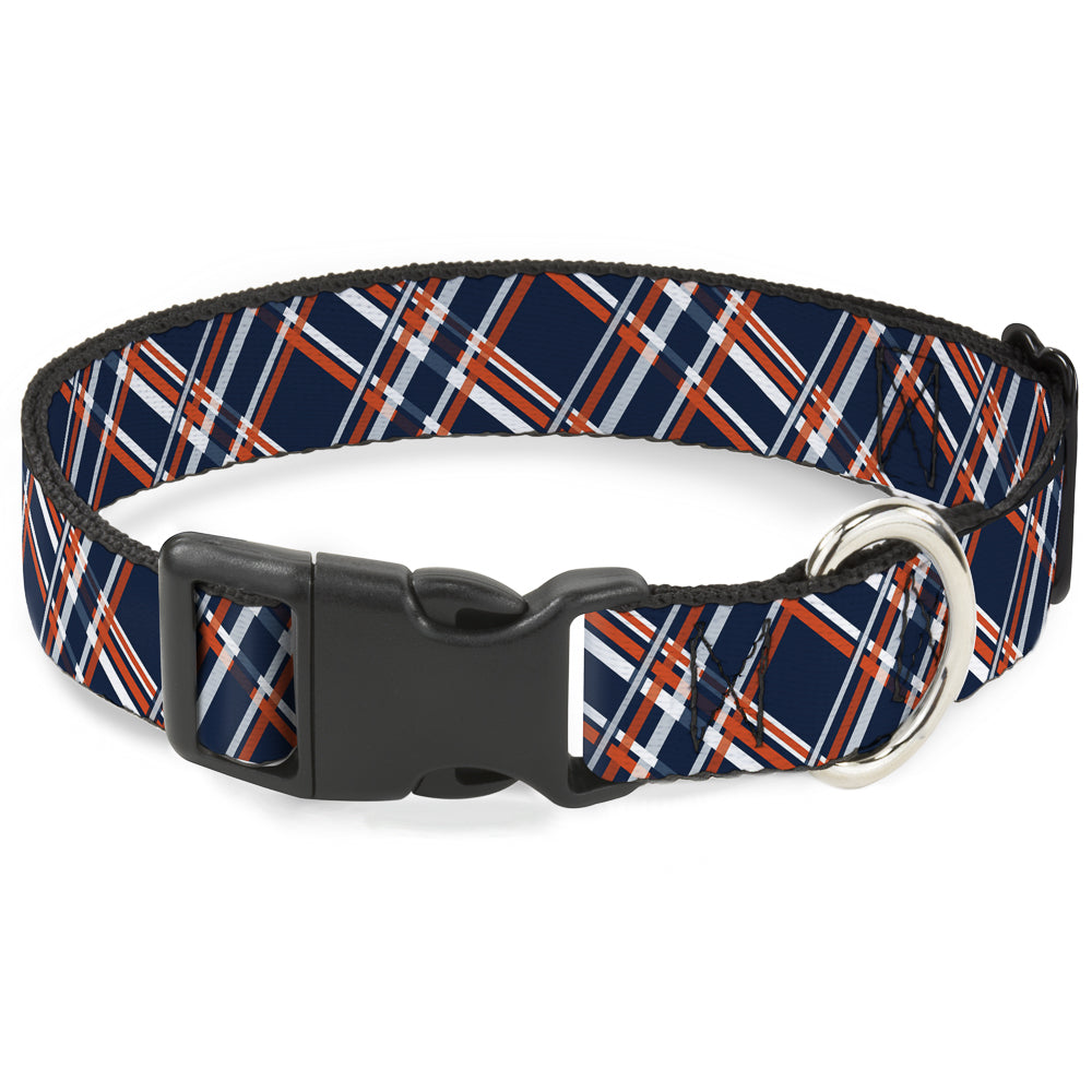 Plastic Clip Collar - Plaid X3 Navy/Orange/White Plastic Clip Collars Buckle-Down