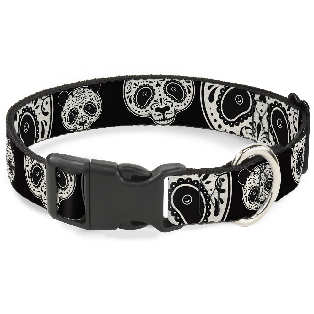 Plastic Clip Collar - Panda Bear Sugar Skull Black/White Plastic Clip Collars Buckle-Down