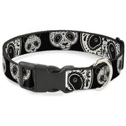Plastic Clip Collar - Panda Bear Sugar Skull Black/White Plastic Clip Collars Buckle-Down