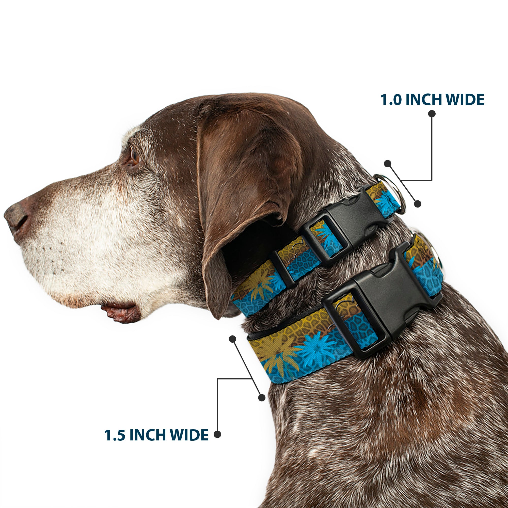 Plastic Clip Collar - Palm Trees & Gulls Leopard Brown/Blue Plastic Clip Collars Buckle-Down