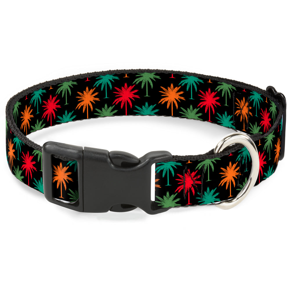 Plastic Clip Collar - Palm Trees Black/Multi Color Plastic Clip Collars Buckle-Down
