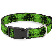Plastic Clip Collar - Palm Trees Greens/Black Plastic Clip Collars Buckle-Down