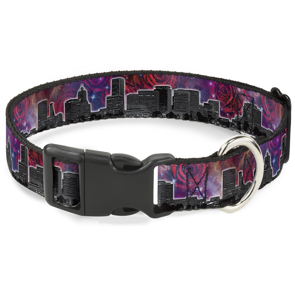 Plastic Clip Collar - Portland Vivid Skyline Cosmic Roses Plastic Clip Collars Buckle-Down