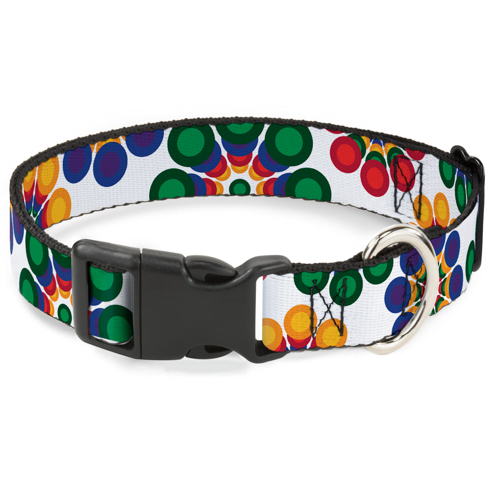 Plastic Clip Collar - Psychedelic Daisies CLOSE-UP White/Multi Color Plastic Clip Collars Buckle-Down