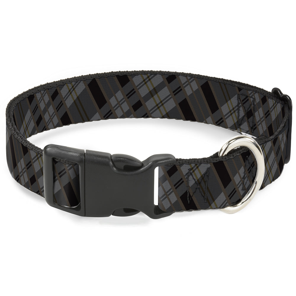 Plastic Clip Collar - Plaid Gray/Black/Brown Plastic Clip Collars Buckle-Down