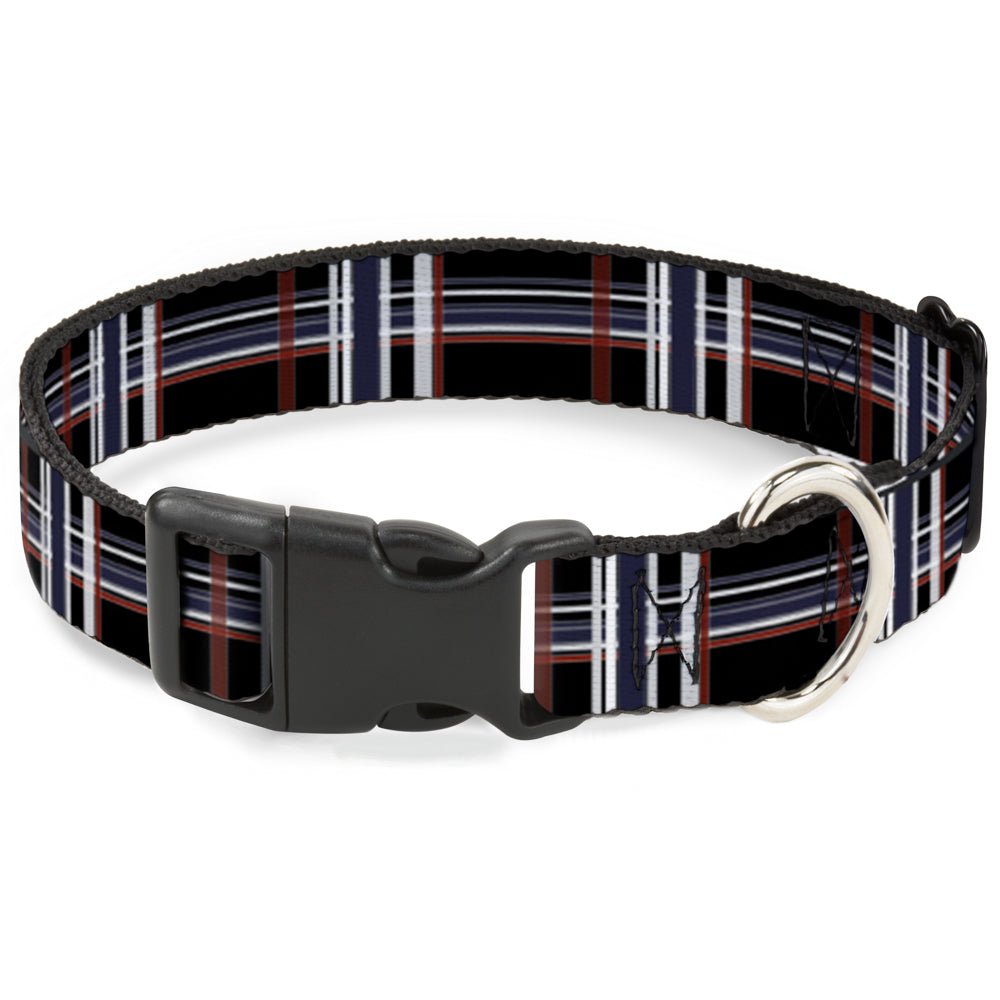 Plastic Clip Collar - Plaid Black/Red/White/Blue Plastic Clip Collars Buckle-Down