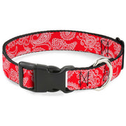 Plastic Clip Collar - Paisley Red/White Plastic Clip Collars Buckle-Down