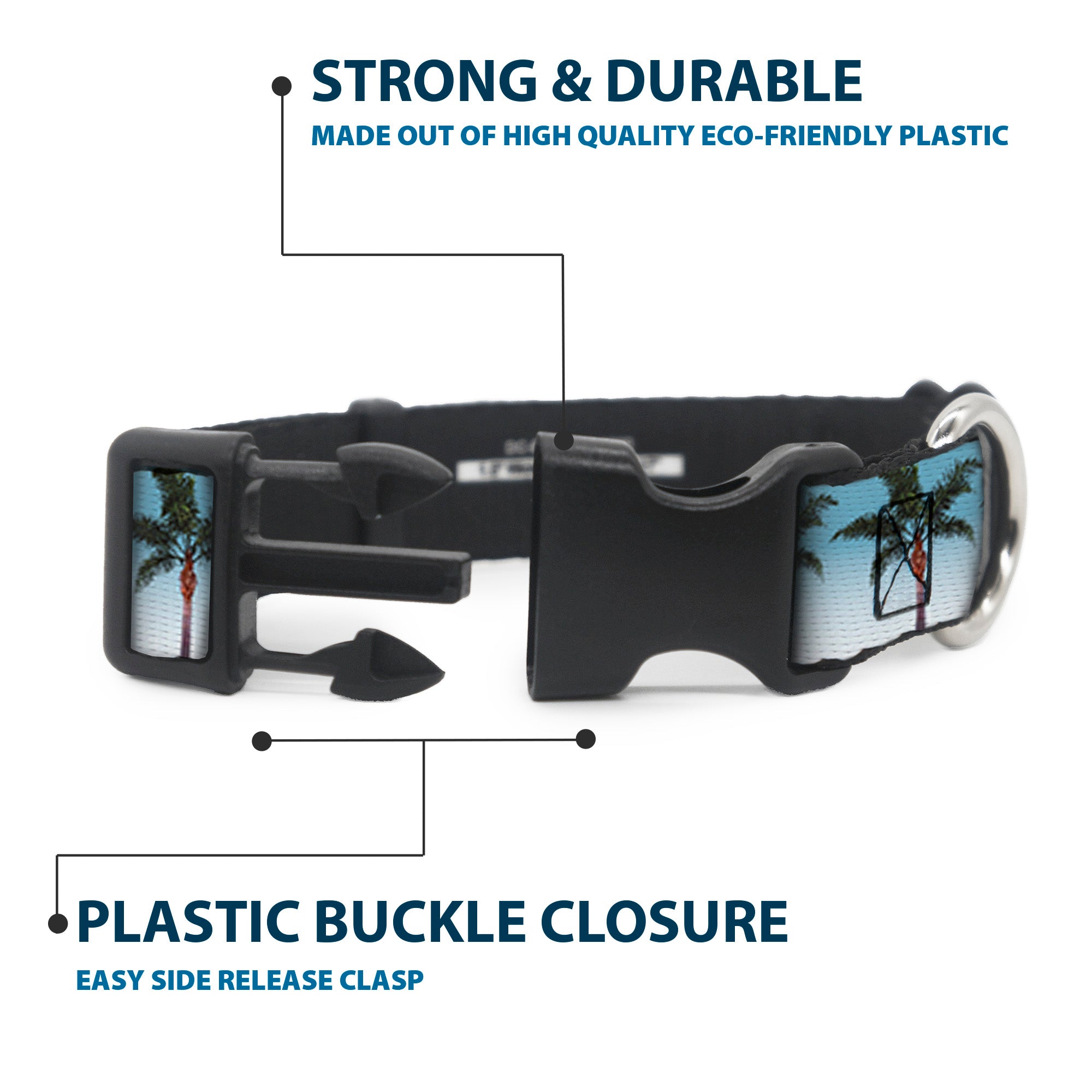 Plastic Clip Collar - Palm Tree Skyline Plastic Clip Collars Buckle-Down