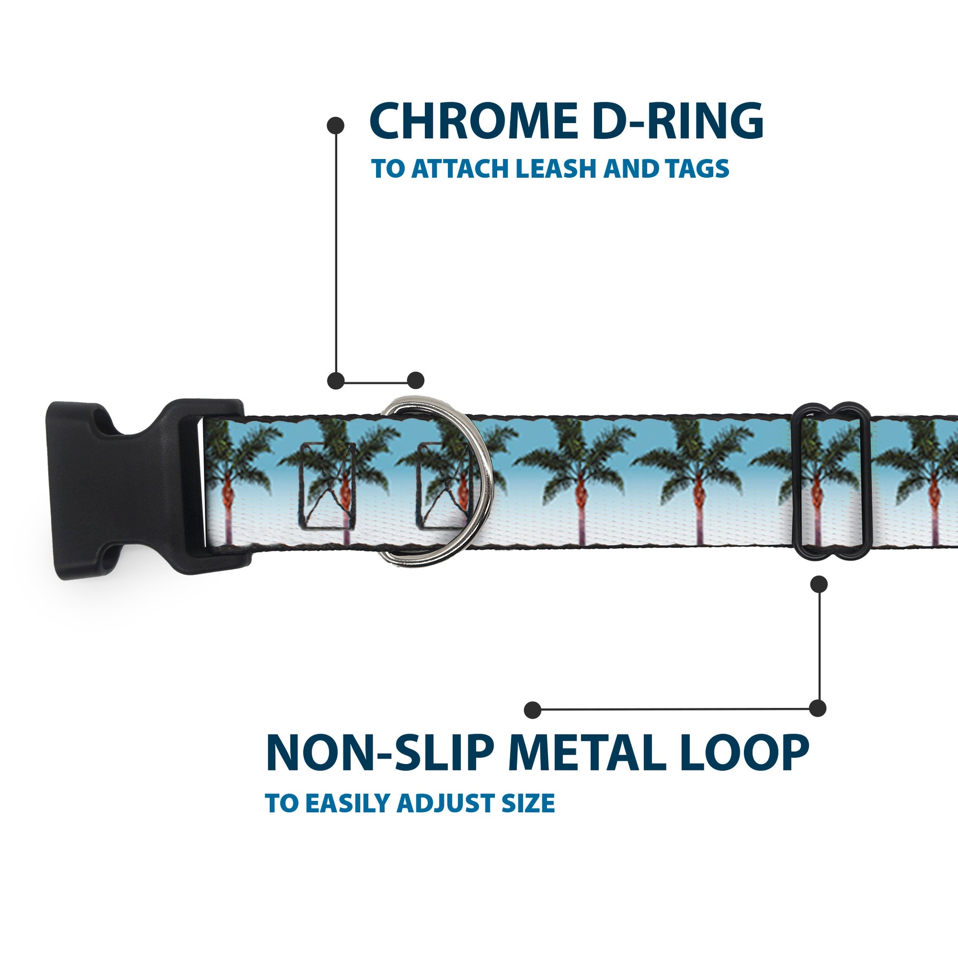 Plastic Clip Collar - Palm Tree Skyline Plastic Clip Collars Buckle-Down