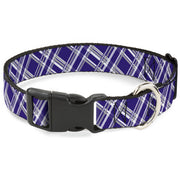 Plastic Clip Collar - Plaid X3 Purple/Gray/White Plastic Clip Collars Buckle-Down