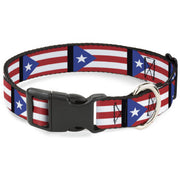 Plastic Clip Collar - Puerto Rico Flag Repeat/Black Plastic Clip Collars Buckle-Down