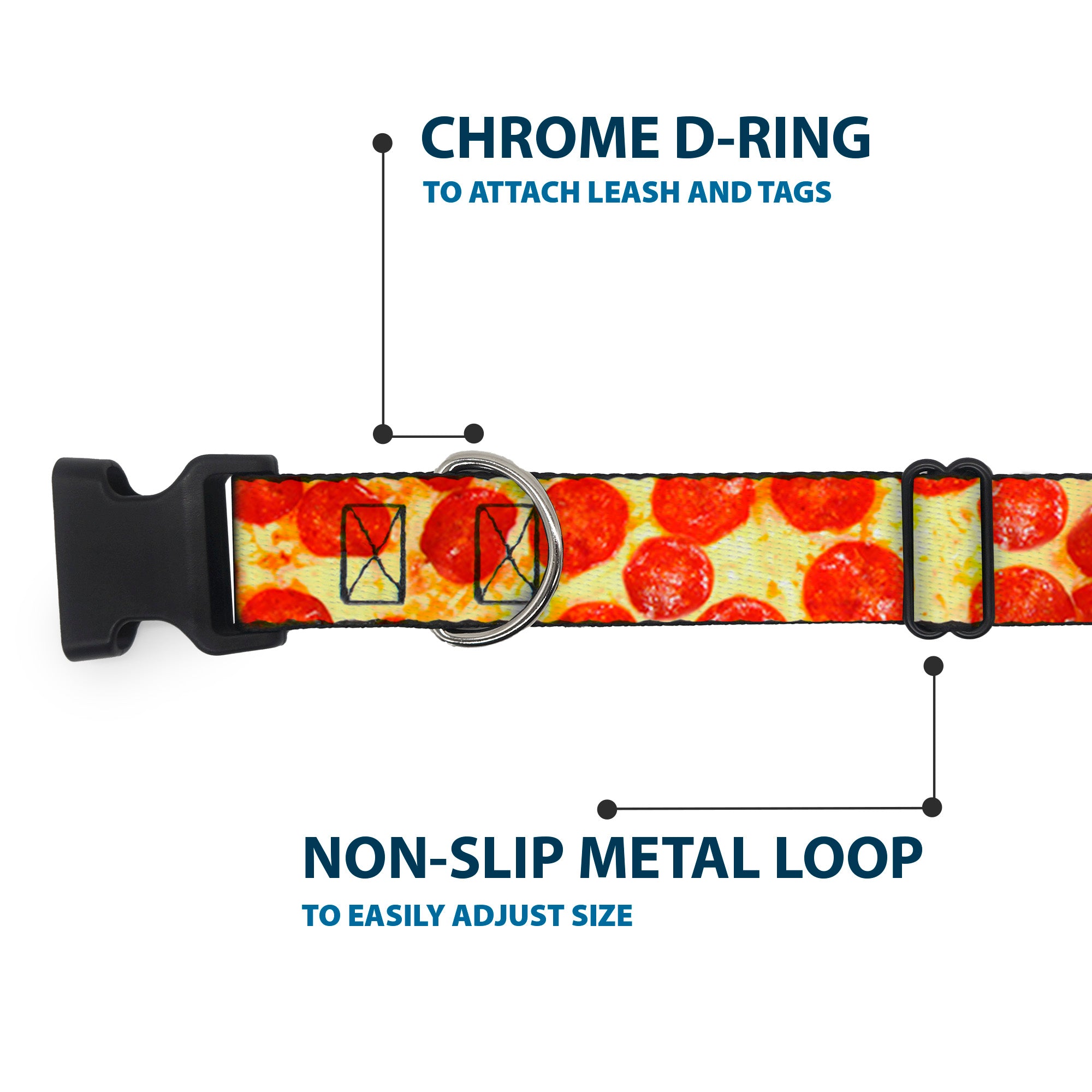 Plastic Clip Collar - Pepperoni Pizza Vivid Plastic Clip Collars Buckle-Down